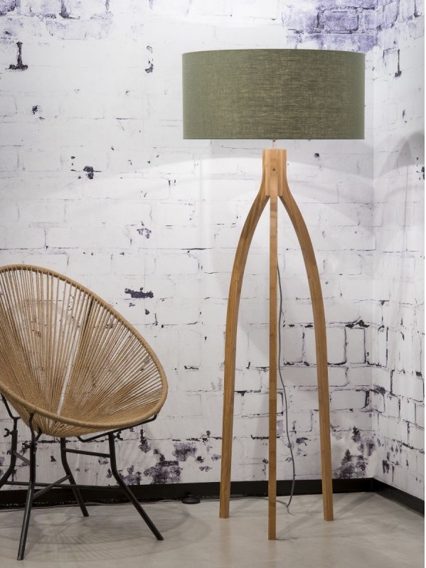 Lampe sur pied en bambou et lin écologique