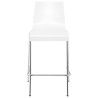 Tabouret design carré mi-hauteur SAMBRE en bois et métal chromé (blanc) - image 16070