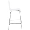 Tabouret design carré mi-hauteur SAMBRE en bois et métal chromé (blanc) - image 16071