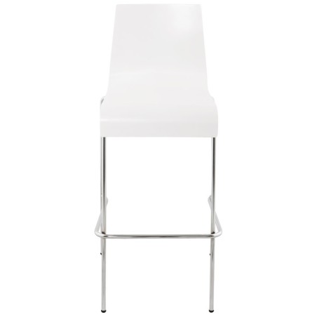 SAONE wood and chromium-plated metal stool (white) - image 16170