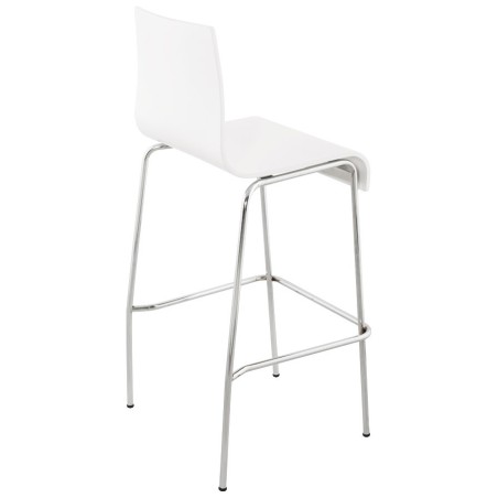 SAONE wood and chromium-plated metal stool (white) - image 16171