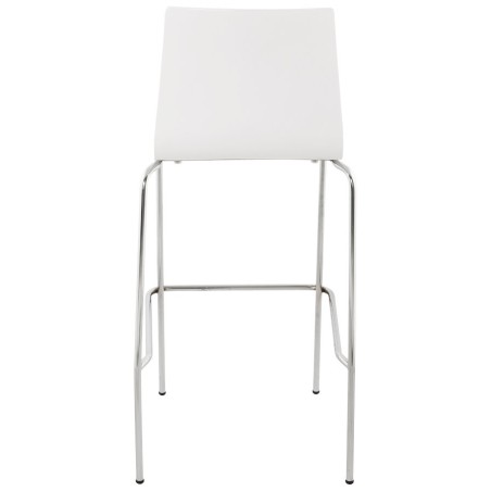 SAONE wood and chromium-plated metal stool (white) - image 16172