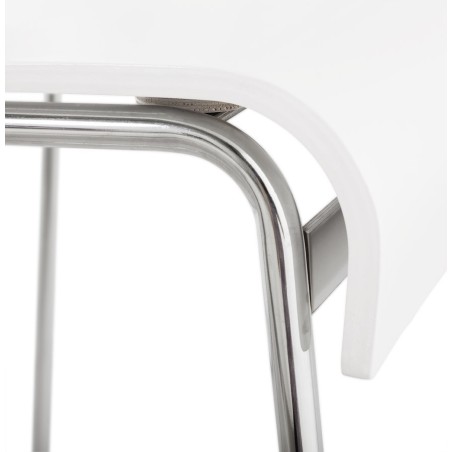 SAONE wood and chromium-plated metal stool (white) - image 16174