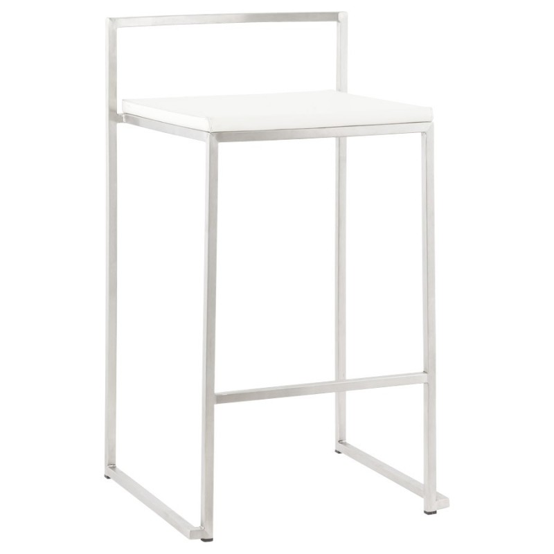 Tabouret design épuré LOIRET mi-hauteur (blanc) - image 16534