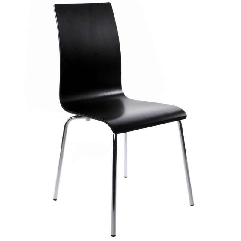 Silla versátil OUST derivadas o madera y metal cromado (negro) asociarse con Sillas de cocina funcionales y elegantes.