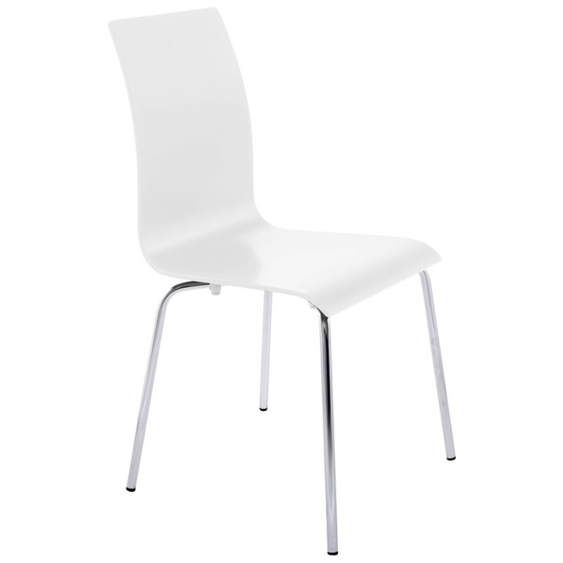 Sedia versatile OUST derivata o legno e metallo cromato (bianco) associarsi a Sedie scandinave dal design pulito