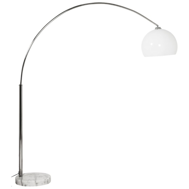 MOEROL XL design floor chrome steel lamp (large and white)  to associate with Designer Floor Lamps for Dining Room