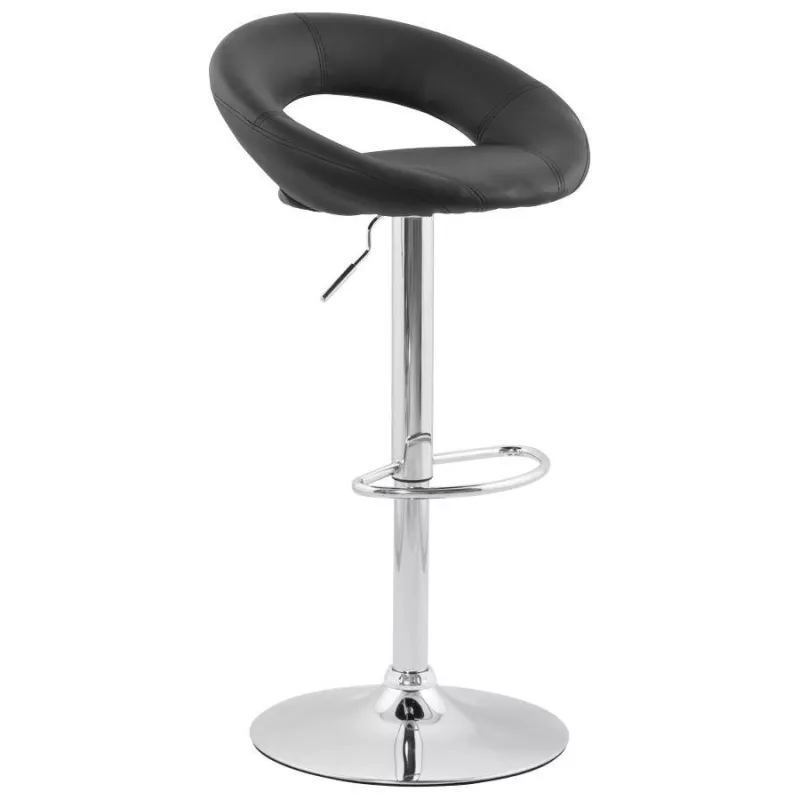 Tabouret de bar rond contemporain rotatif et réglable IRIS (noir) - image 20608