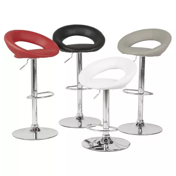 Tabouret de bar rond contemporain rotatif et réglable IRIS (noir) - image 20625