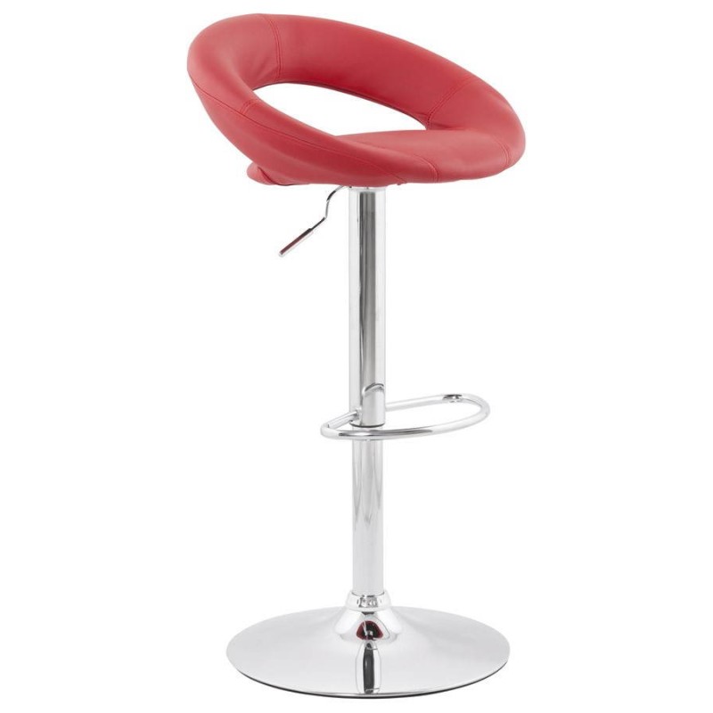 Contemporary round and adjustable bar stool IRIS (red) - image 20645