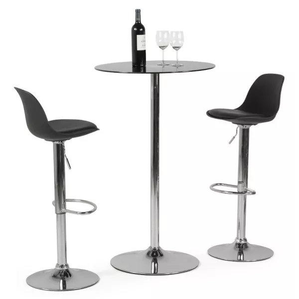 Contemporary round and adjustable bar stool ROBIN (black) - image 20678