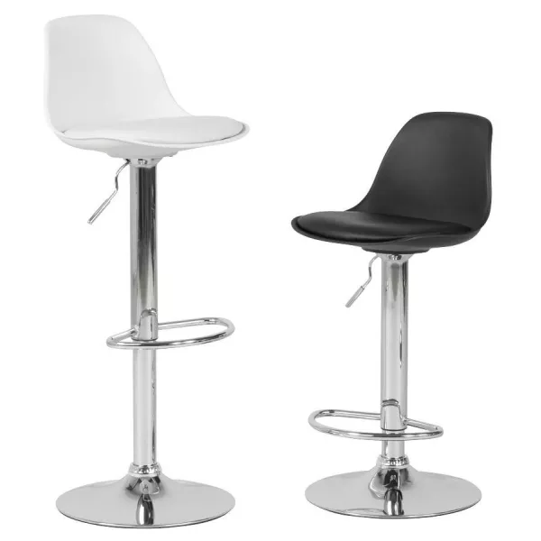 Contemporary round and adjustable bar stool ROBIN (black) - image 20679