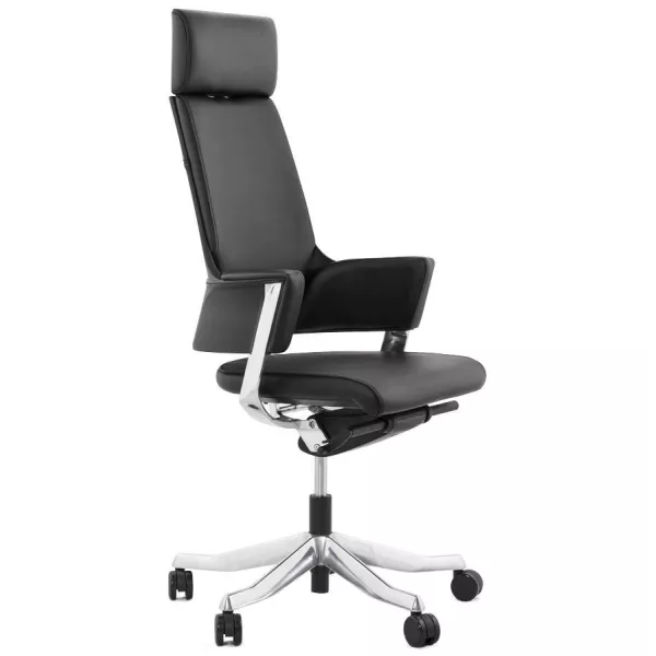 Ergonomic design office CUBA (black) leather armchair - image 21080