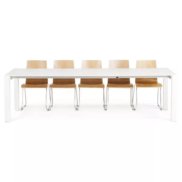 Design table with 2 extensions MACY (white) painted wood - image 21309