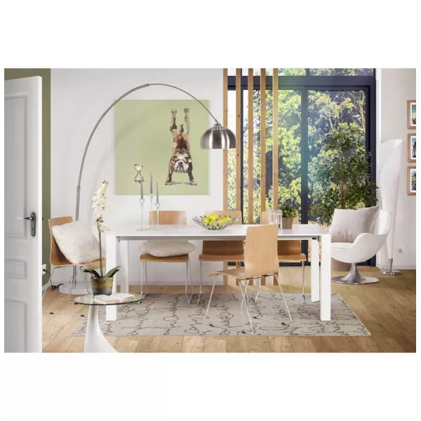 Design table with 2 extensions MACY (white) painted wood - image 21310