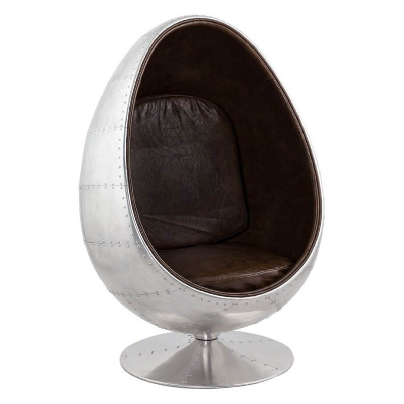 Design swivel armchair OVALO (aluminum and brown) - image 22120