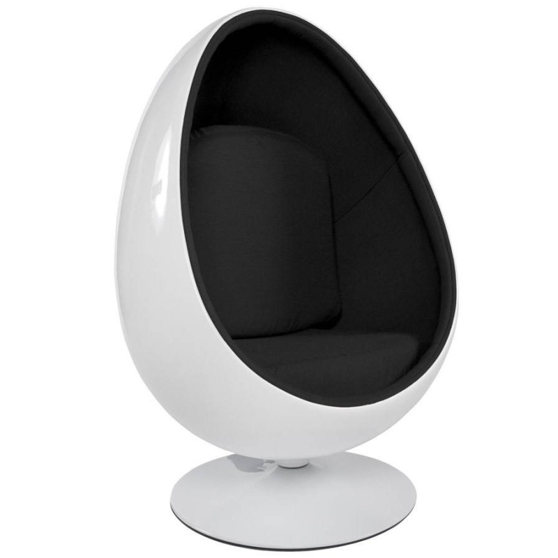 Silla de diseño OVALO en polímero y tela (blanco y negro) - image 22151