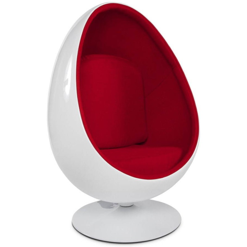 Silla de diseño OVALO en polímero y tela (blanco y rojo) - image 22211