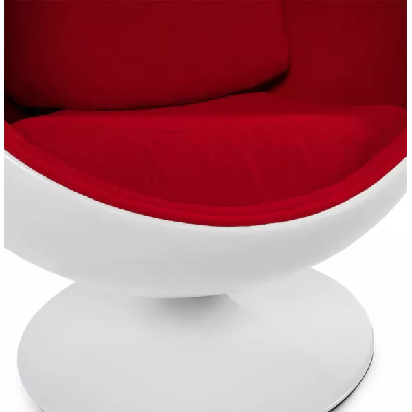 Fauteuil design OVALO en polymère et tissu (blanc et rouge) - image 22218