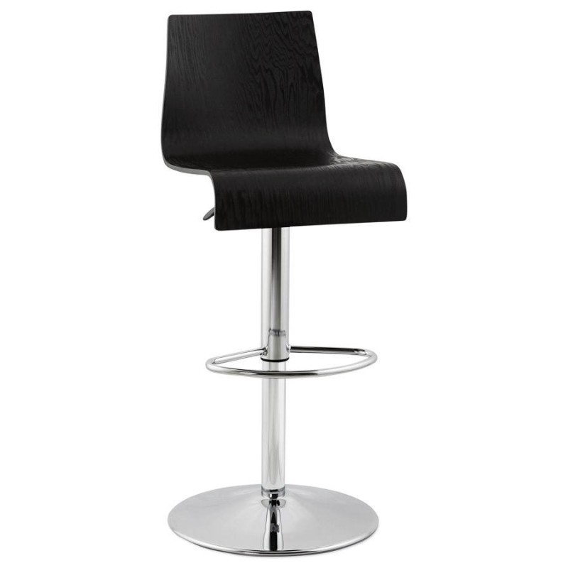 Design bar in wood and chrome-plated metal stool. (Black) wood FOURS - image 22286