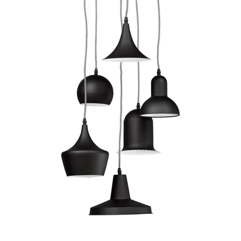 Industrial hanging lamp 6 globes MATERA metal (matte black) to associate with Padded Hanging Lamps for Optimal Comfort