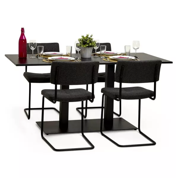 Double table foot RAMBOU painted metal (50cmX100cmX73cm) (black) to associate with Rattan Table Support And Legs For A Natural S