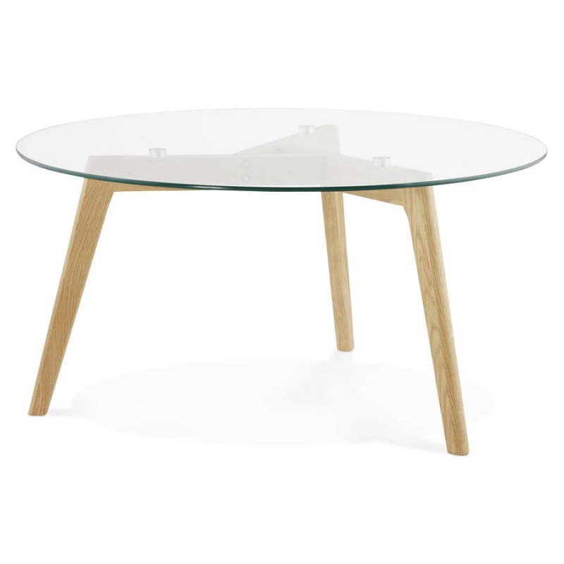 Coffee table style Scandinavian TAROT solid oak and glass - image 25537