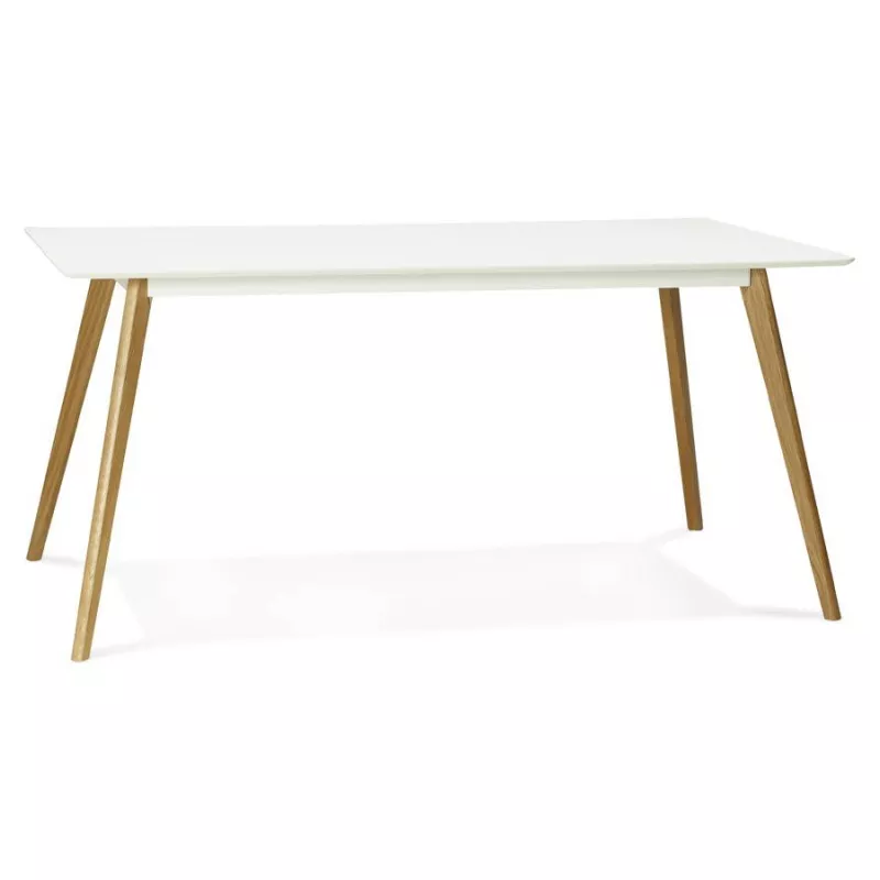 Dining table style Scandinavian rectangular barley (white) wood - image 25752