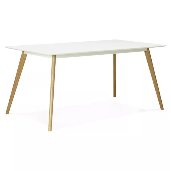 Dining table style Scandinavian rectangular barley (white) wood - image 25755