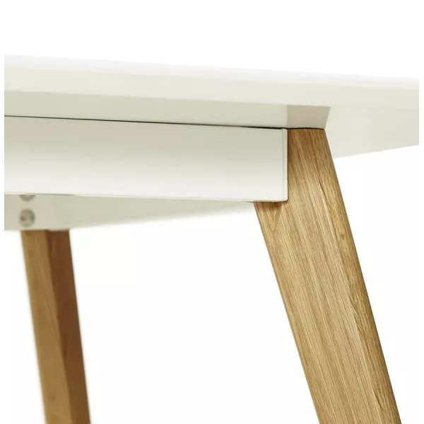 Dining table style Scandinavian rectangular barley (white) wood - image 25758