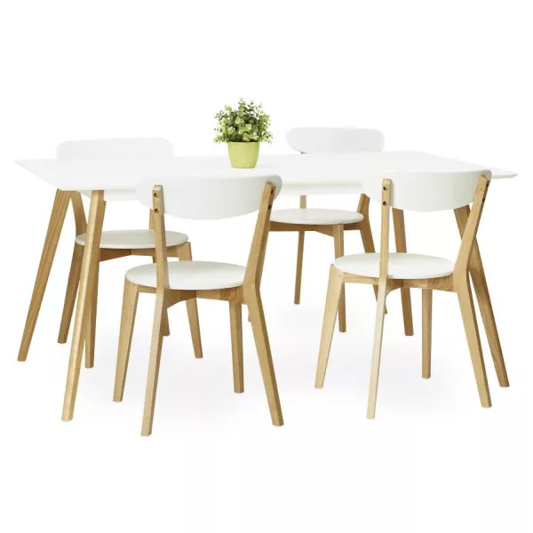 Dining table style Scandinavian rectangular barley (white) wood - image 25763