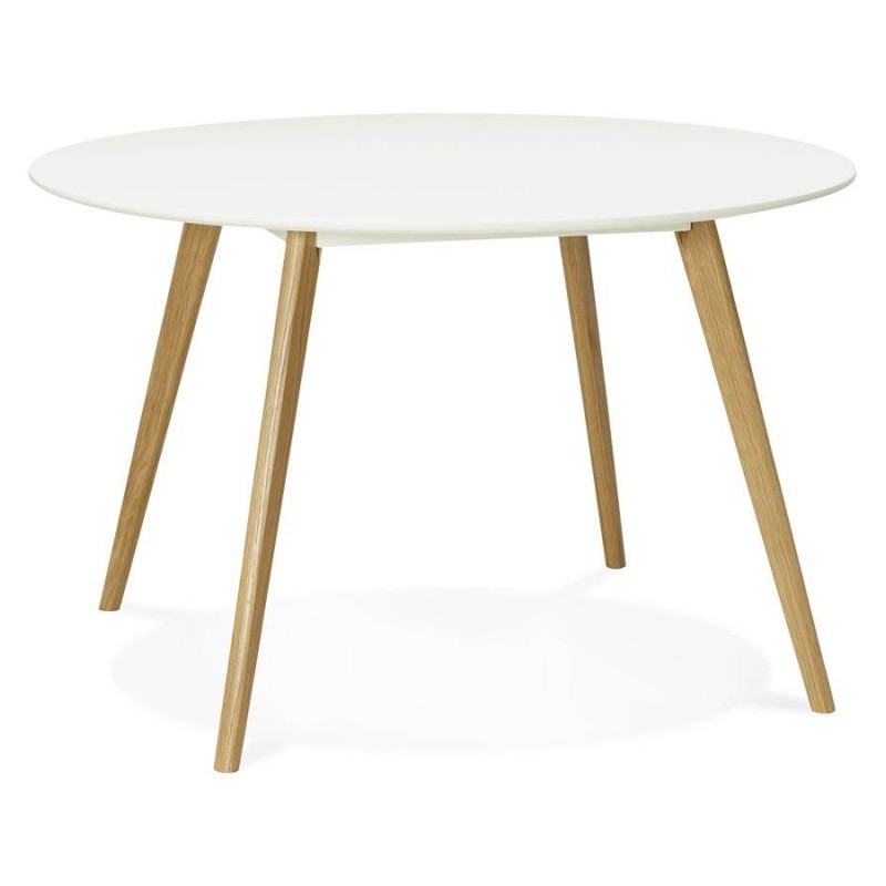 Mesa de comedor estilo escandinavo redondo madera mijo (Ø 120 cm) (blanco) - image 25764