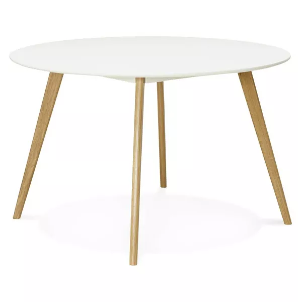 Table à manger style scandinave ronde MILLET en bois (Ø 120 cm) (blanc) - image 25766