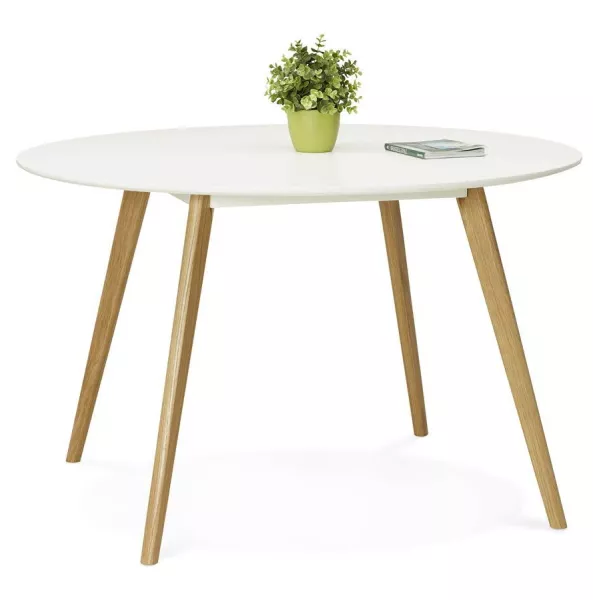 Table à manger style scandinave ronde MILLET en bois (Ø 120 cm) (blanc) - image 25774