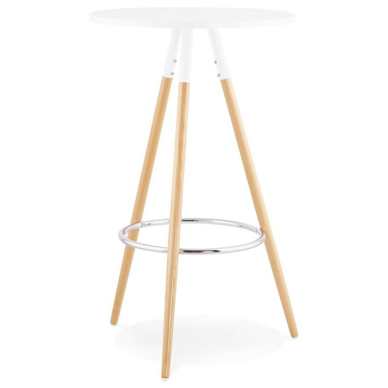 Mesa redonda alta JULIE escandinavo madera (Ø 65 cm) (blanco, natural) asociarse con Mesa De Comedor Y Mesas Altas Escandinavas 