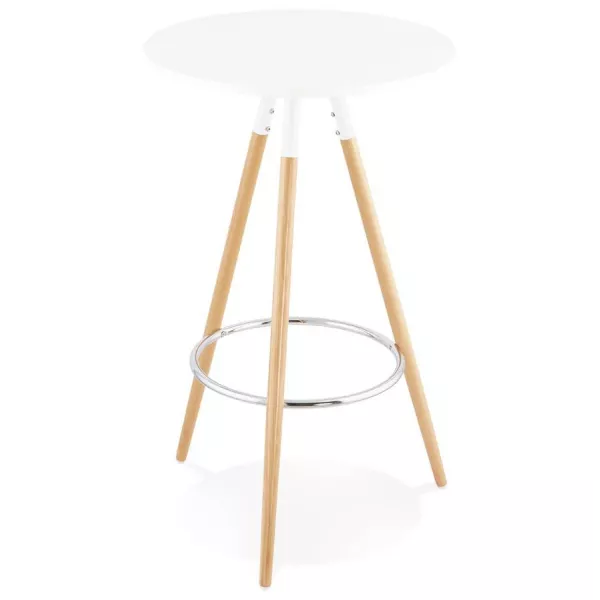 Roundtable high Scandinavian JULIE wooden (Ø 65 cm) (white, natural) to associate with Dining Room Table And Contemporary Leathe