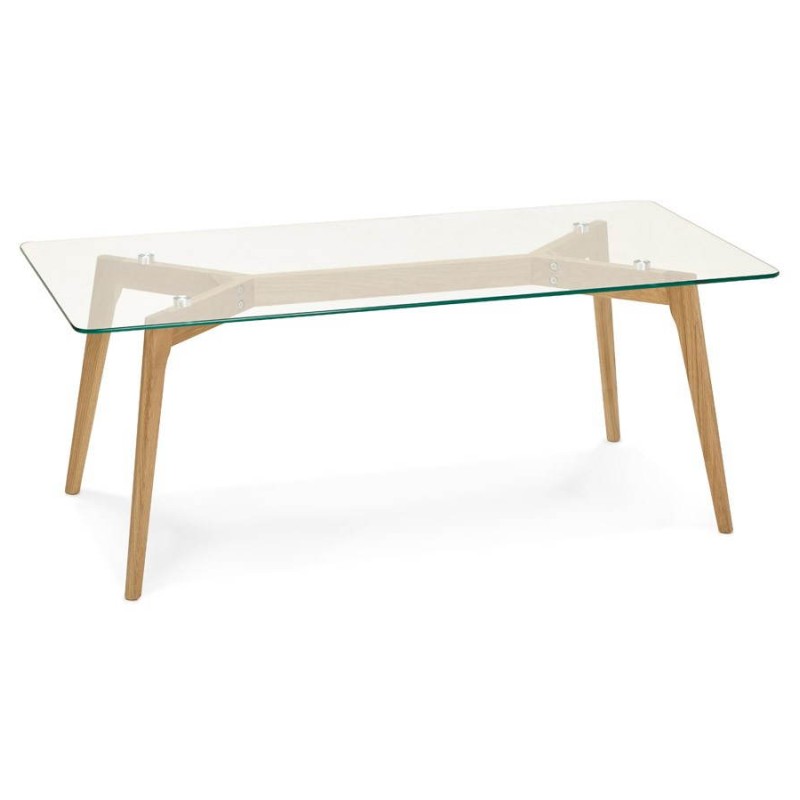 Rectangular coffee table style Scandinavian HENNA in glass and oak (transparent) - image 27871