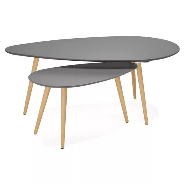 Coffee tables design oval nesting GOLDA in wood and oak (dark gray) to associate with Coffee Tables With Armrests For More Comfo