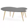 Coffee tables design oval nesting GOLDA in wood and oak (dark gray) to associate with Weather Resistant Garden Coffee Tables