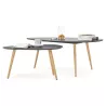 Coffee tables design oval nesting GOLDA in wood and oak (dark gray) to associate with High Quality Solid Wood Coffee Tables