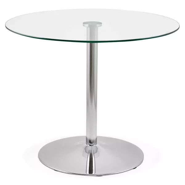 Table de repas ronde design OLAV en verre et métal chromé (Ø 90 cm) (transparent) à associer à Table De Salle A Manger Et Tables