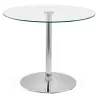 Table de repas ronde design OLAV en verre et métal chromé (Ø 90 cm) (transparent) à associer à Table De Salle A Manger Et Tables