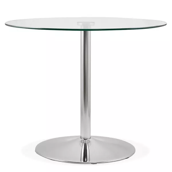 Table de repas ronde design OLAV en verre et métal chromé (Ø 90 cm) (transparent) à associer à Table De Salle A Manger Et Tables