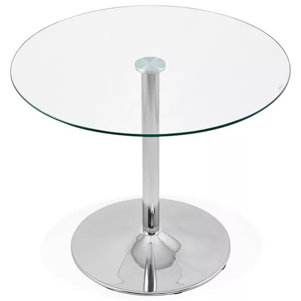 Table de repas ronde design OLAV en verre et métal chromé (Ø 90 cm) (transparent) à associer à Table De Salle A Manger Et Tables