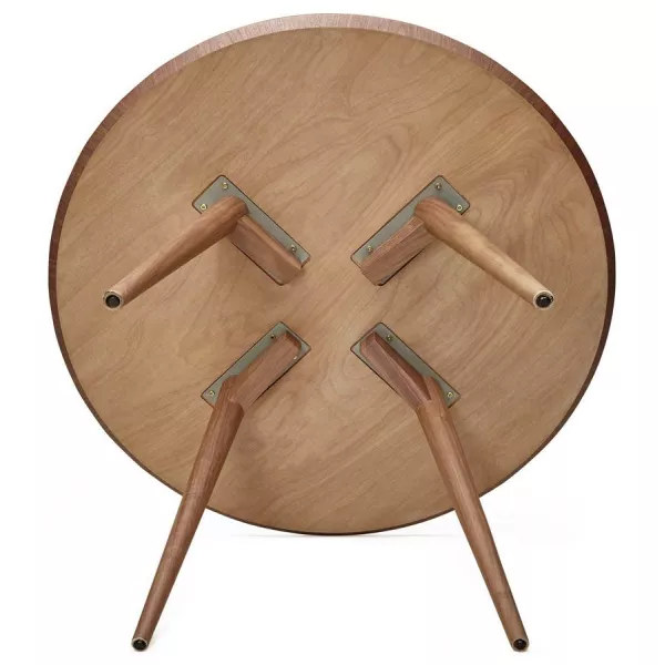 Round dining table vintage style Scandinavian SOFIA (Ø 120 cm) wood (Walnut) to associate with Practical And Robust Dining Room 