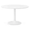 Table de repas ronde design scandinave GALON en bois et métal peint (Ø 120 cm) (blanc) à associer à Table De Salle A Manger Et T