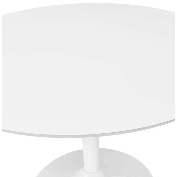 Table de repas ronde design scandinave GALON en bois et métal peint (Ø 120 cm) (blanc) à associer à Table De Salle A Manger Et T