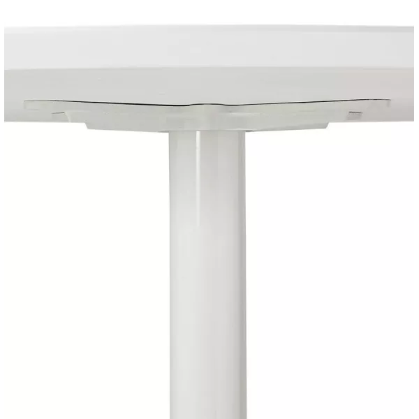 Table de repas ronde design scandinave GALON en bois et métal peint (Ø 120 cm) (blanc) à associer à Table De Salle A Manger Et T