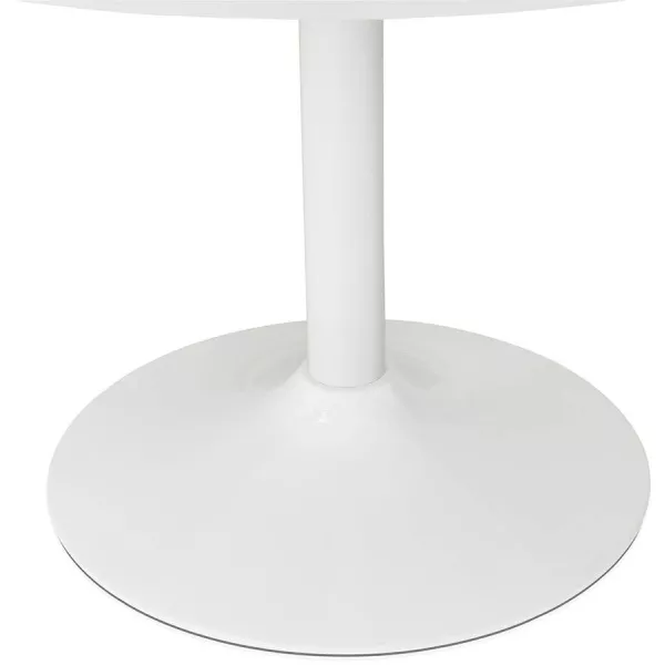 Table de repas ronde design scandinave GALON en bois et métal peint (Ø 120 cm) (blanc) à associer à Table De Salle A Manger Et T