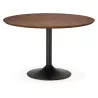 Table de repas ronde vintage scandinave GALON en bois et métal peint (Ø 120 cm) (noyer, noir) à associer à Table De Salle A Mang